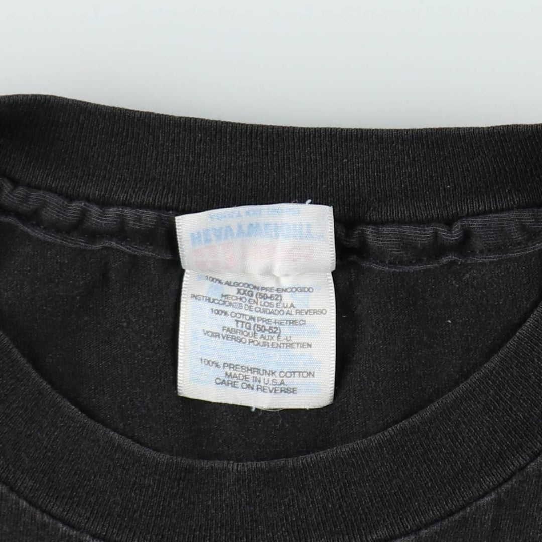 90'S Hanes Heavyweight College T-Shirt, Made in USA, Men's XXL equivalent, Vintage cotton Charcoal Vintage Second Hand