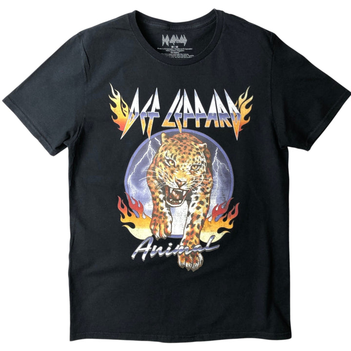 DEF LEPPARD Leopard Pattern Band T-shirt Band Tee Men's M size cotton black type Vintage Second Hand