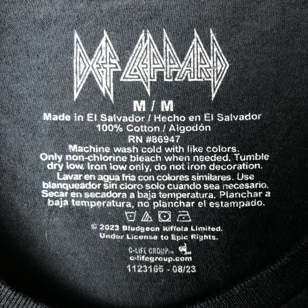 DEF LEPPARD Leopard Pattern Band T-shirt Band Tee Men's M size cotton black type Vintage Second Hand