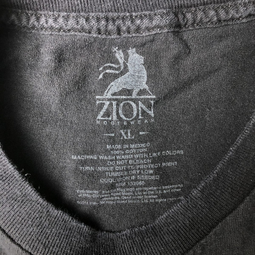 ZION (ZION) Bob Marley Animal Pattern Band T-Shirt (Men's XL equivalent) cotton black type Vintage Second Hand