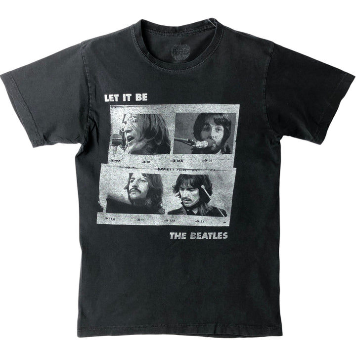 THE BEATLES Band T-shirt, Men's M size unclear black type Vintage Second Hand