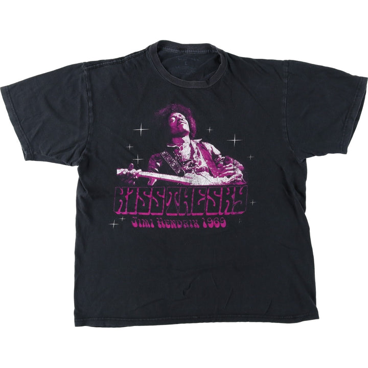 JIMI HENDRIX Jimi Hendrix Band T-shirt Band T Men's L size unclear black type Vintage Second Hand