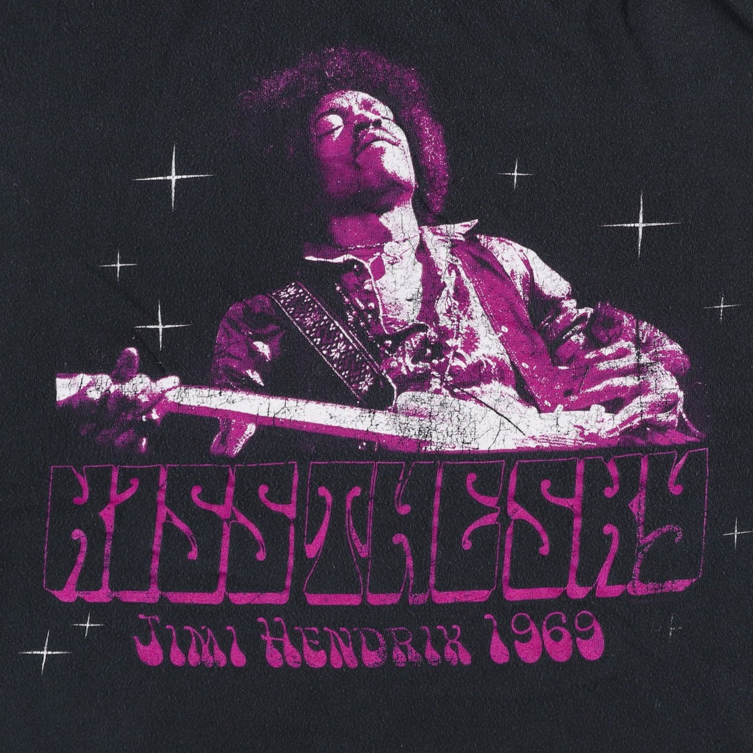 JIMI HENDRIX Jimi Hendrix Band T-shirt Band T Men's L size unclear black type Vintage Second Hand