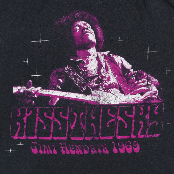 JIMI HENDRIX Jimi Hendrix Band T-shirt Band T Men's L size unclear black type Vintage Second Hand