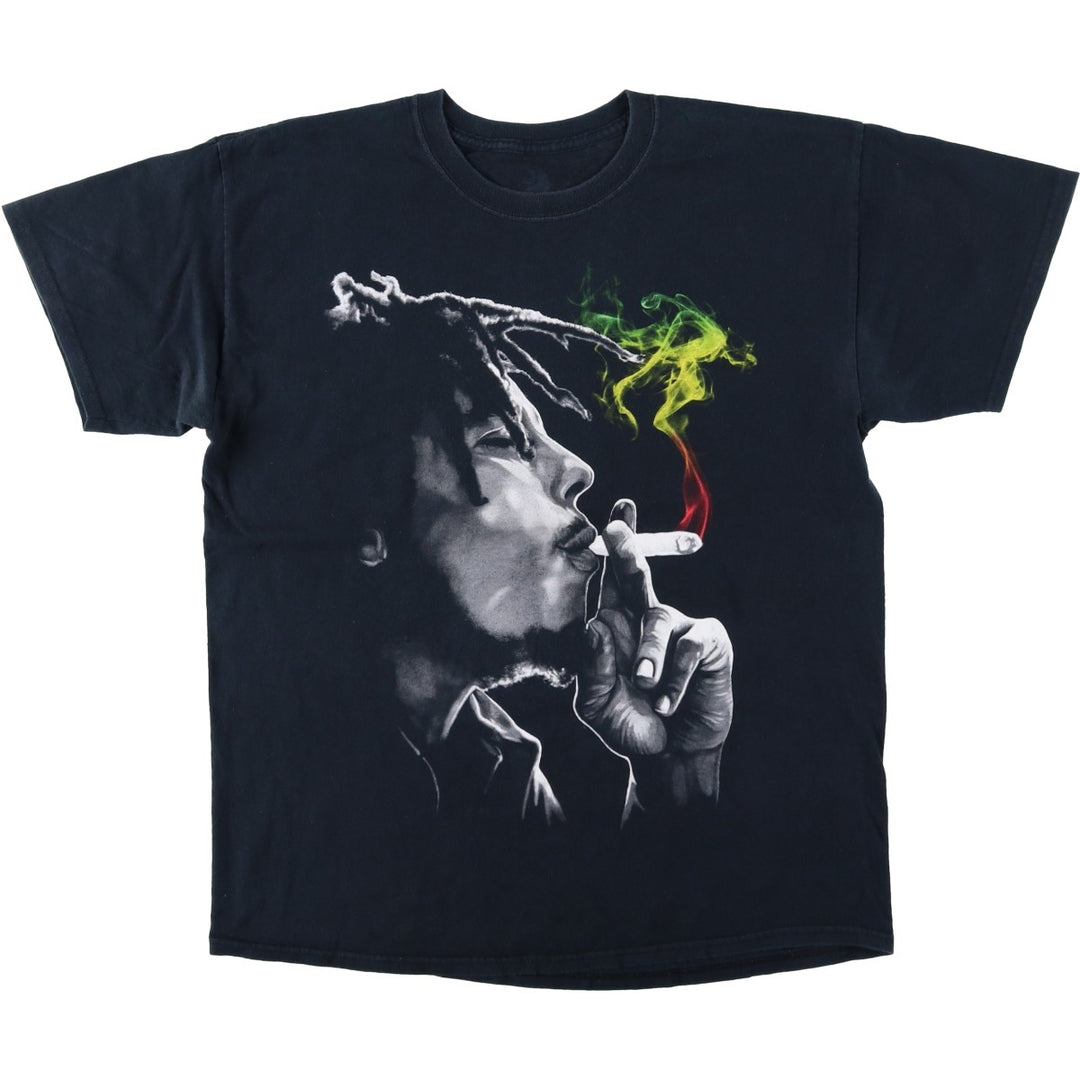 BOB MARLEY Rap T-Shirt (Men's Size L) cotton black type Vintage Second Hand