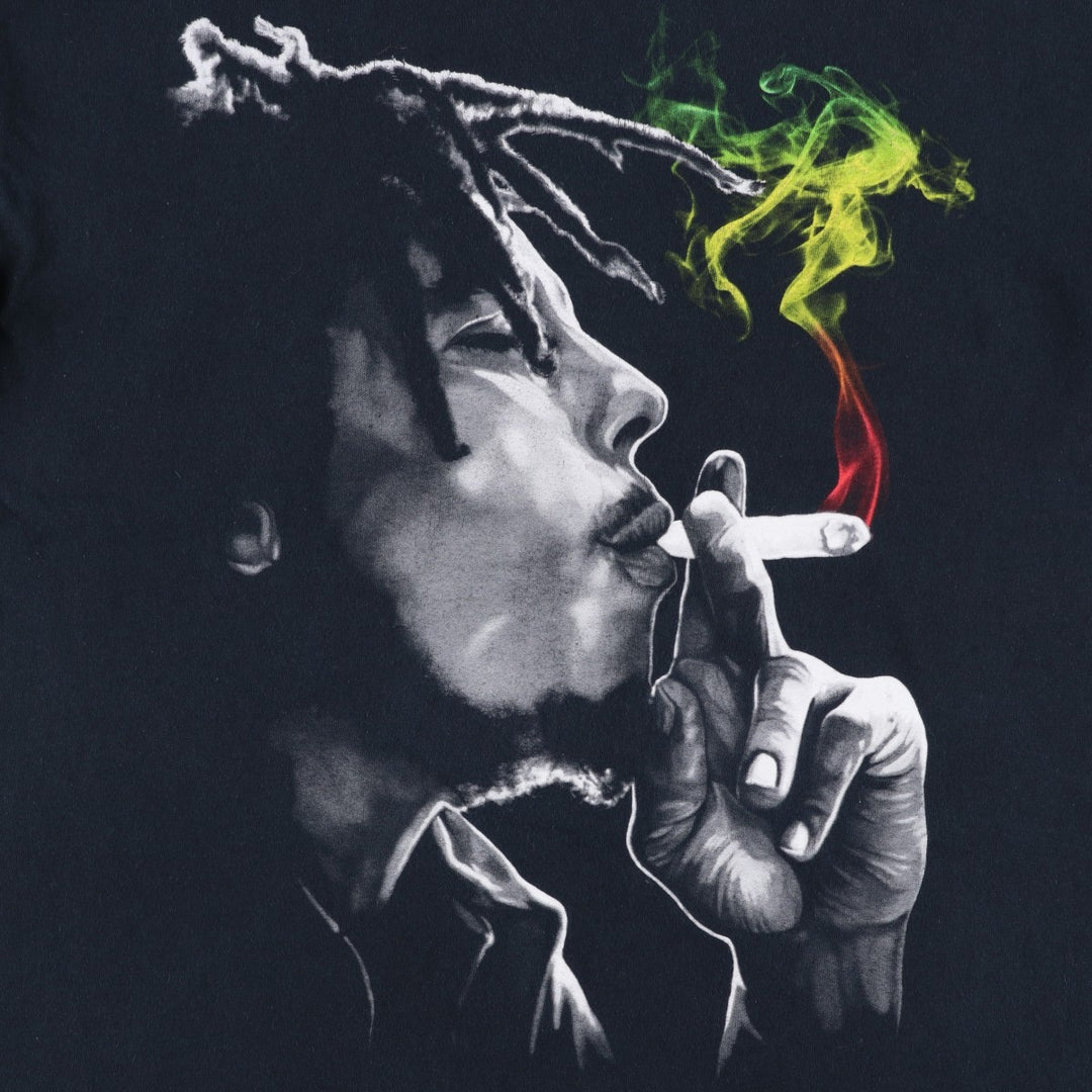 BOB MARLEY Rap T-Shirt (Men's Size L) cotton black type Vintage Second Hand