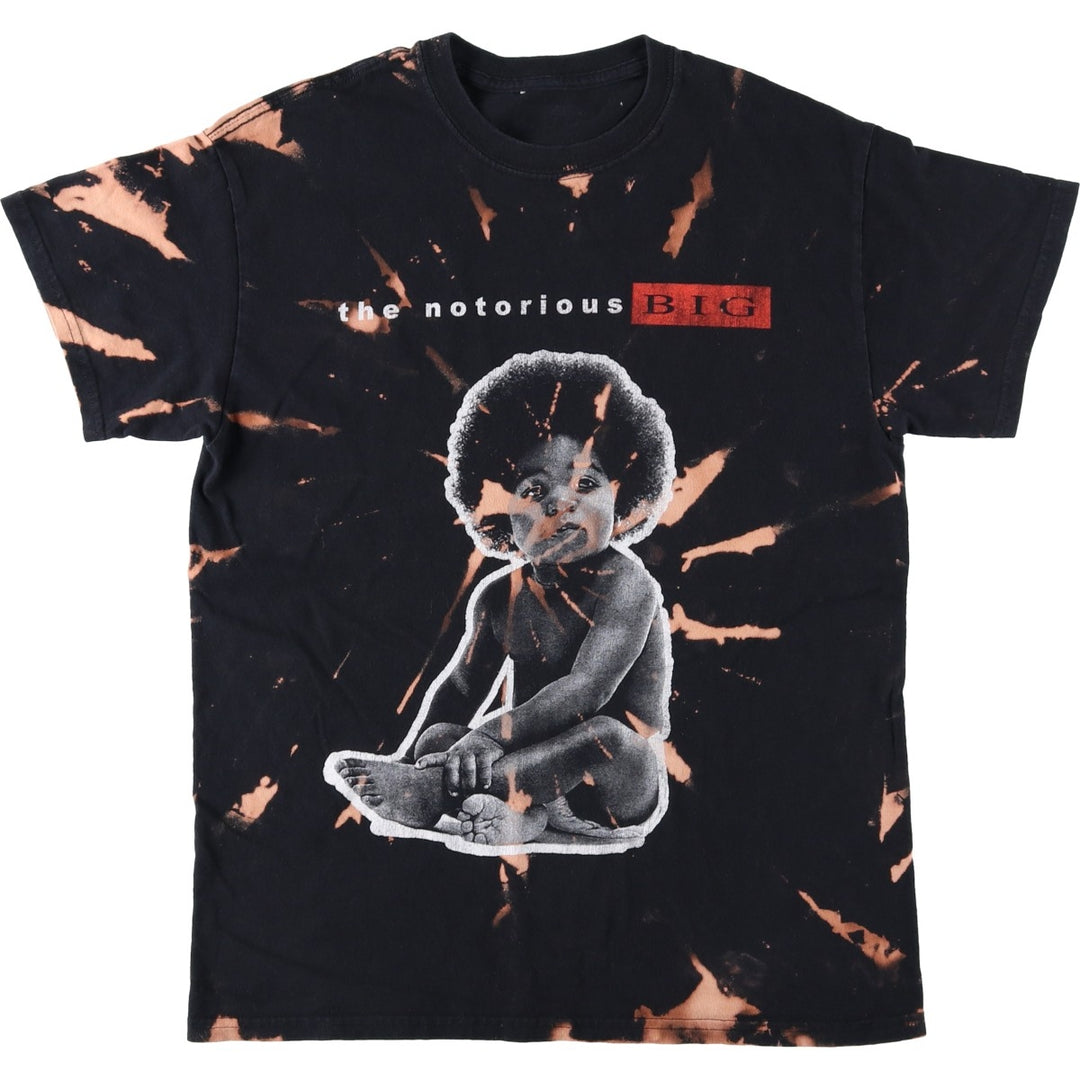 THE NOTORIUS BIG Piggy Small Bleached Wrap T-Shirt (Men's Size M) unclear black type Vintage Second Hand