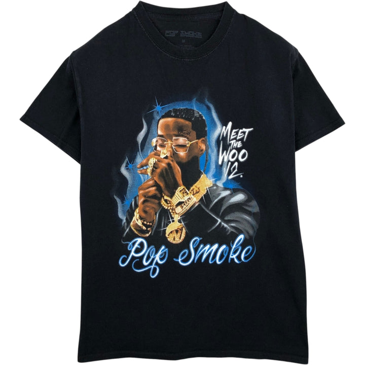 POP SMOKE Rap T-shirt, Men's M size unclear black type Vintage Second Hand