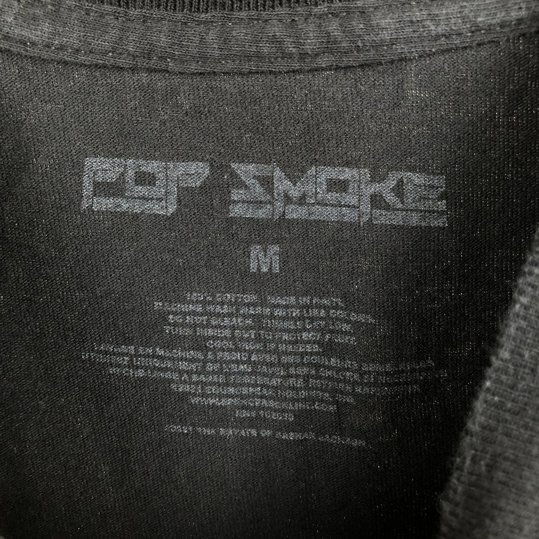 POP SMOKE Rap T-shirt, Men's M size unclear black type Vintage Second Hand