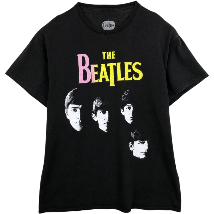 THE BEATLES Band T-shirt, Men's L size cotton black type Vintage Second Hand