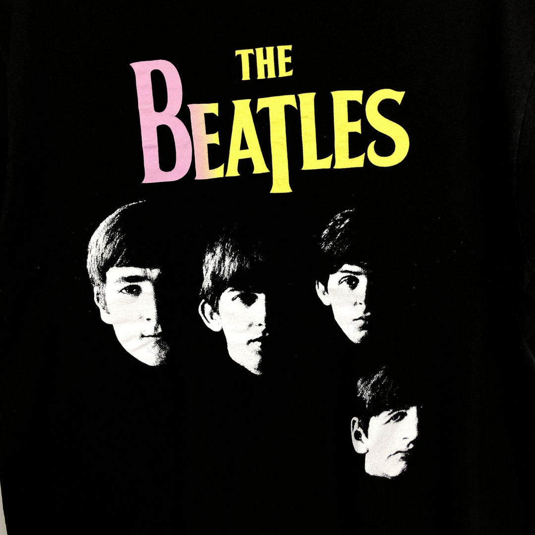THE BEATLES Band T-shirt, Men's L size cotton black type Vintage Second Hand