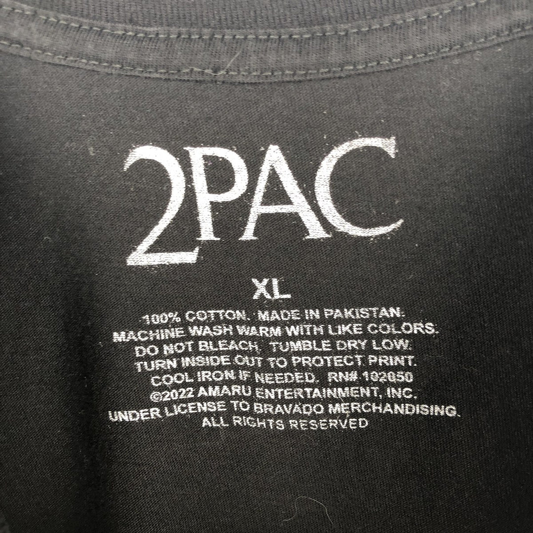 2pac rap t-shirt, men's XL size cotton black type Vintage Second Hand