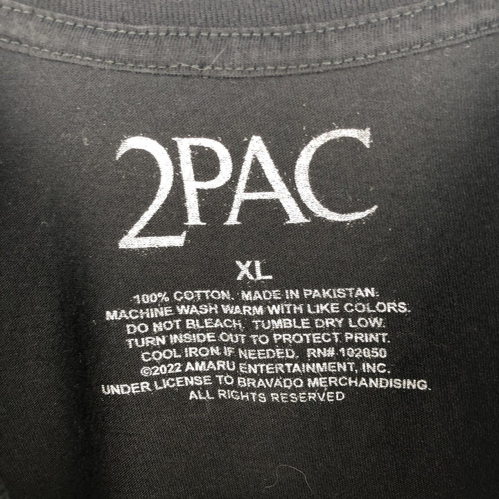 2pac rap t-shirt, men's XL size cotton black type Vintage Second Hand