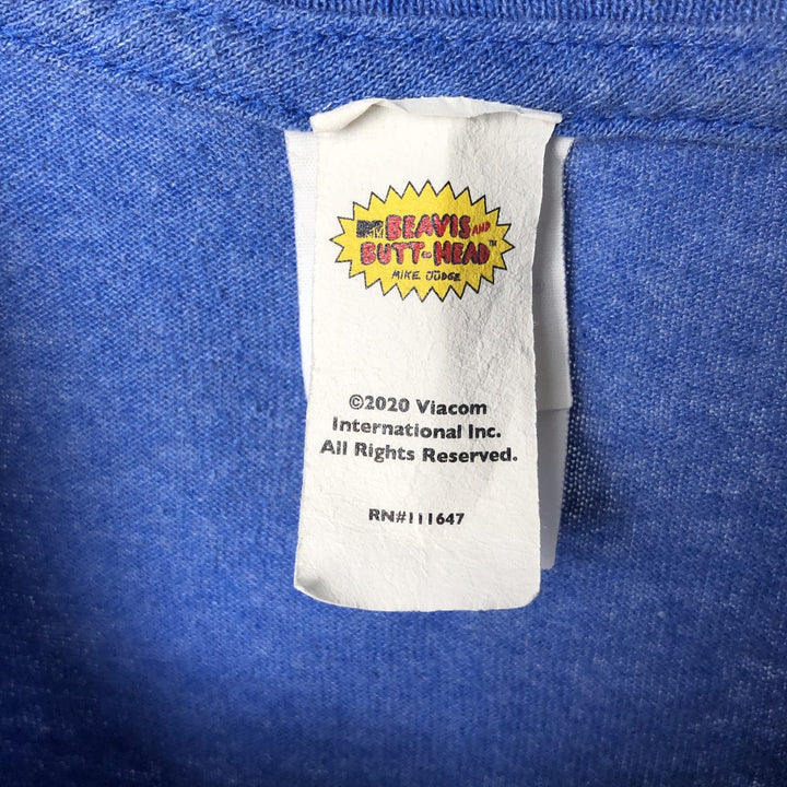 DELTA MTV BEAVIS AND BUTT-HEAD Character Print T-Shirt (Men's Size L) cotton blue type Vintage Second Hand