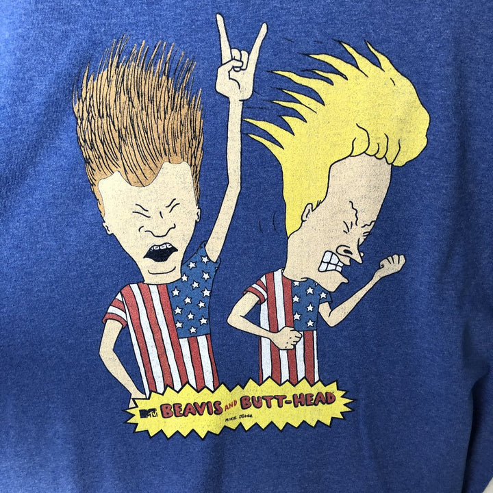 DELTA MTV BEAVIS AND BUTT-HEAD Character Print T-Shirt (Men's Size L) cotton blue type Vintage Second Hand