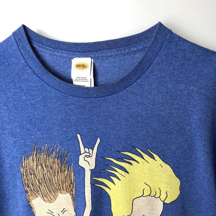 DELTA MTV BEAVIS AND BUTT-HEAD Character Print T-Shirt (Men's Size L) cotton blue type Vintage Second Hand