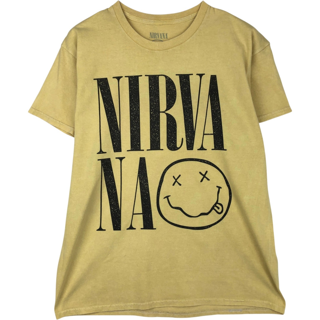 NIRVANA Nirvana Band T-shirt, Band T, Men's L size cotton yellow type Vintage Second Hand