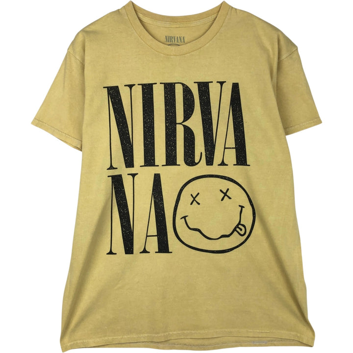 NIRVANA Nirvana Band T-shirt, Band T, Men's L size cotton yellow type Vintage Second Hand