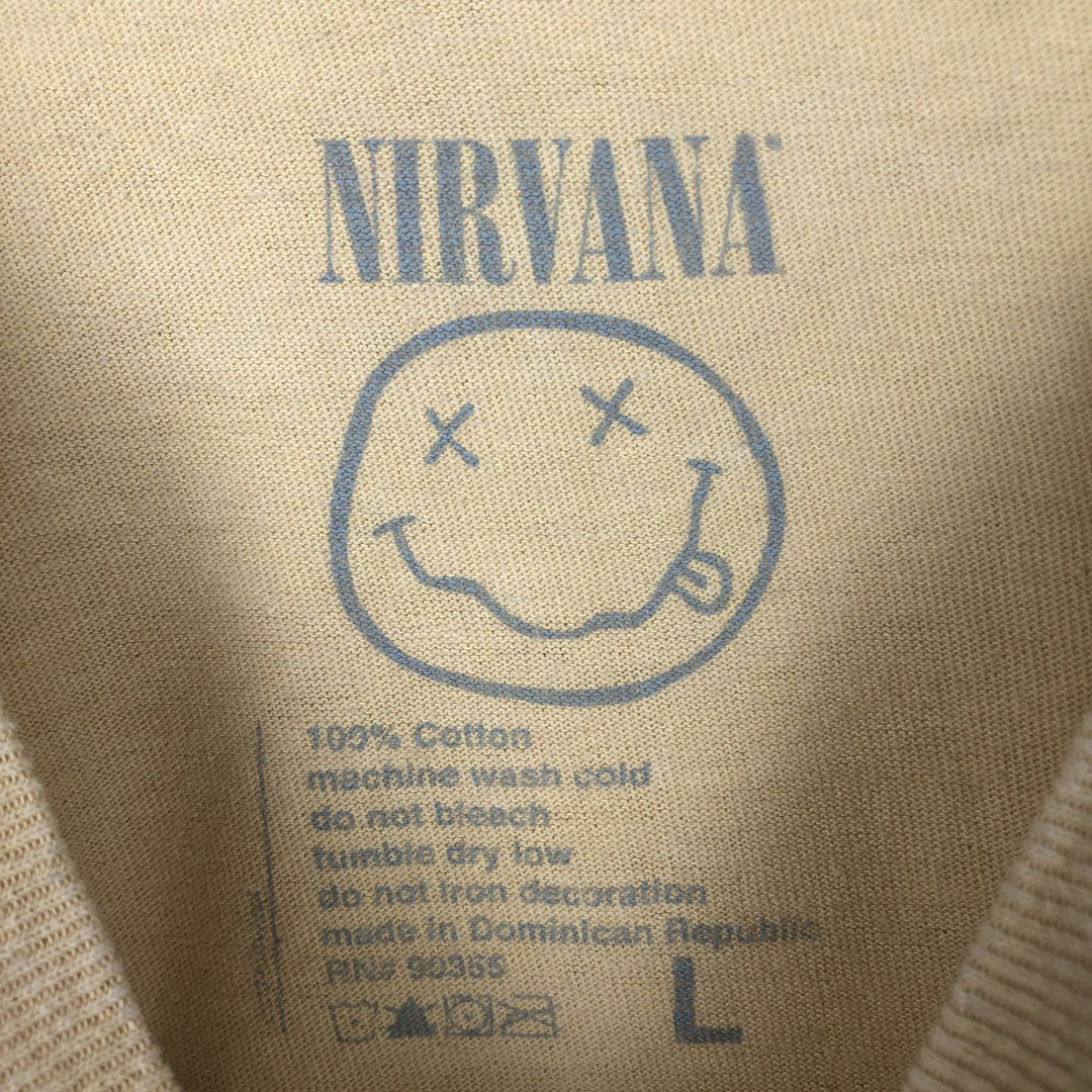 NIRVANA Nirvana Band T-shirt, Band T, Men's L size cotton yellow type Vintage Second Hand
