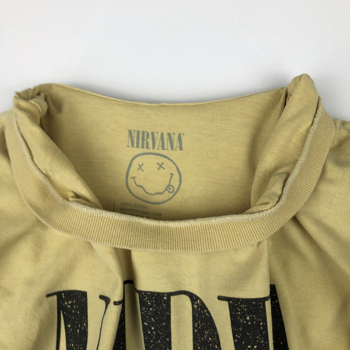 NIRVANA Nirvana Band T-shirt, Band T, Men's L size cotton yellow type Vintage Second Hand