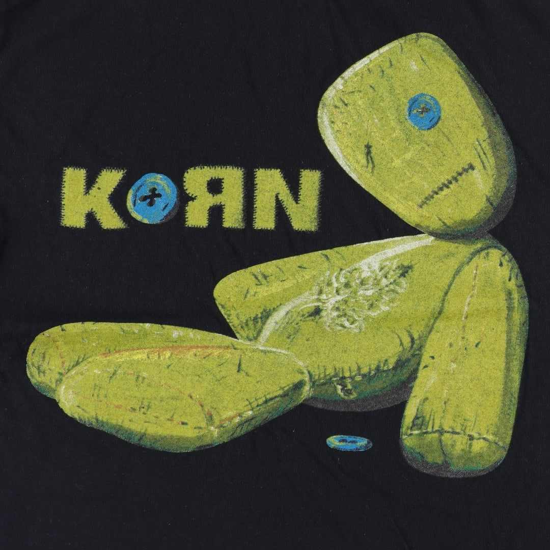 KORN band T-shirt, band T, men's size M cotton black type Vintage Second Hand