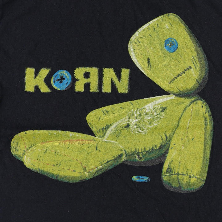 KORN band T-shirt, band T, men's size M cotton black type Vintage Second Hand