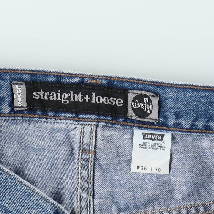 90'S Levi's SILVER TAB STRAIGHT LOOSE Black Denim Tapered Jeans, Men's W37 (approx.), Vintage cotton blue type Vintage Second Hand