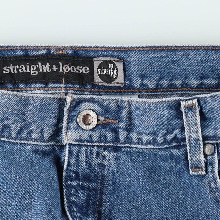 90'S Levi's SILVER TAB STRAIGHT LOOSE Black Denim Tapered Jeans, Men's W37 (approx.), Vintage cotton blue type Vintage Second Hand