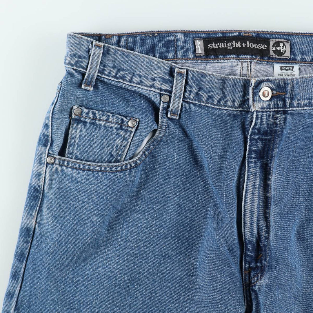 90'S Levi's SILVER TAB STRAIGHT LOOSE Black Denim Tapered Jeans, Men's W37 (approx.), Vintage cotton blue type Vintage Second Hand