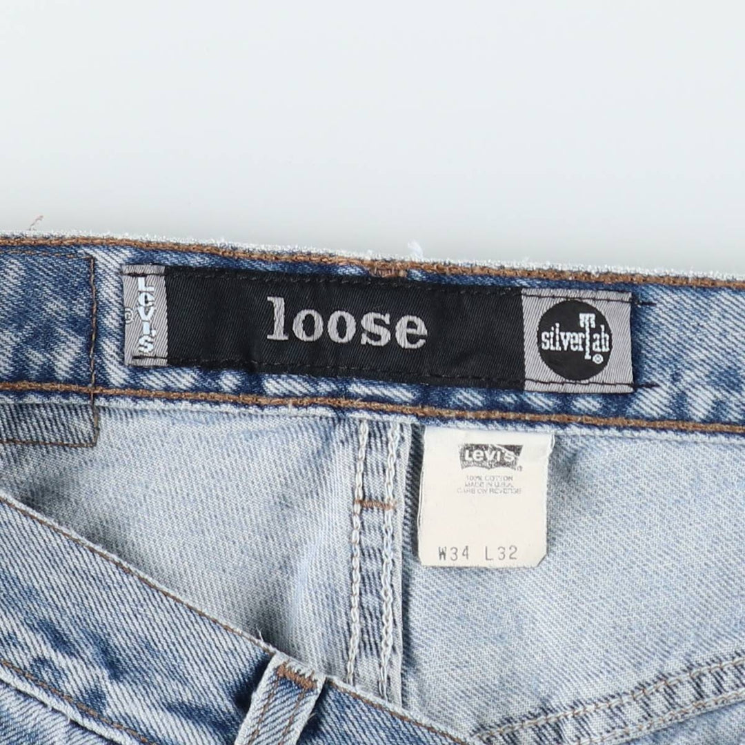 1990'S Levi's Silver Tab Loose Tapered Denim Pants, Made in USA, Men's Size W34 (approx.), Vintage cotton blue type Vintage Second Hand