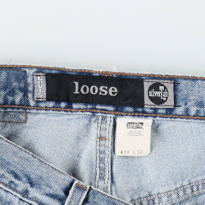 1990'S Levi's Silver Tab Loose Tapered Denim Pants, Made in USA, Men's Size W34 (approx.), Vintage cotton blue type Vintage Second Hand