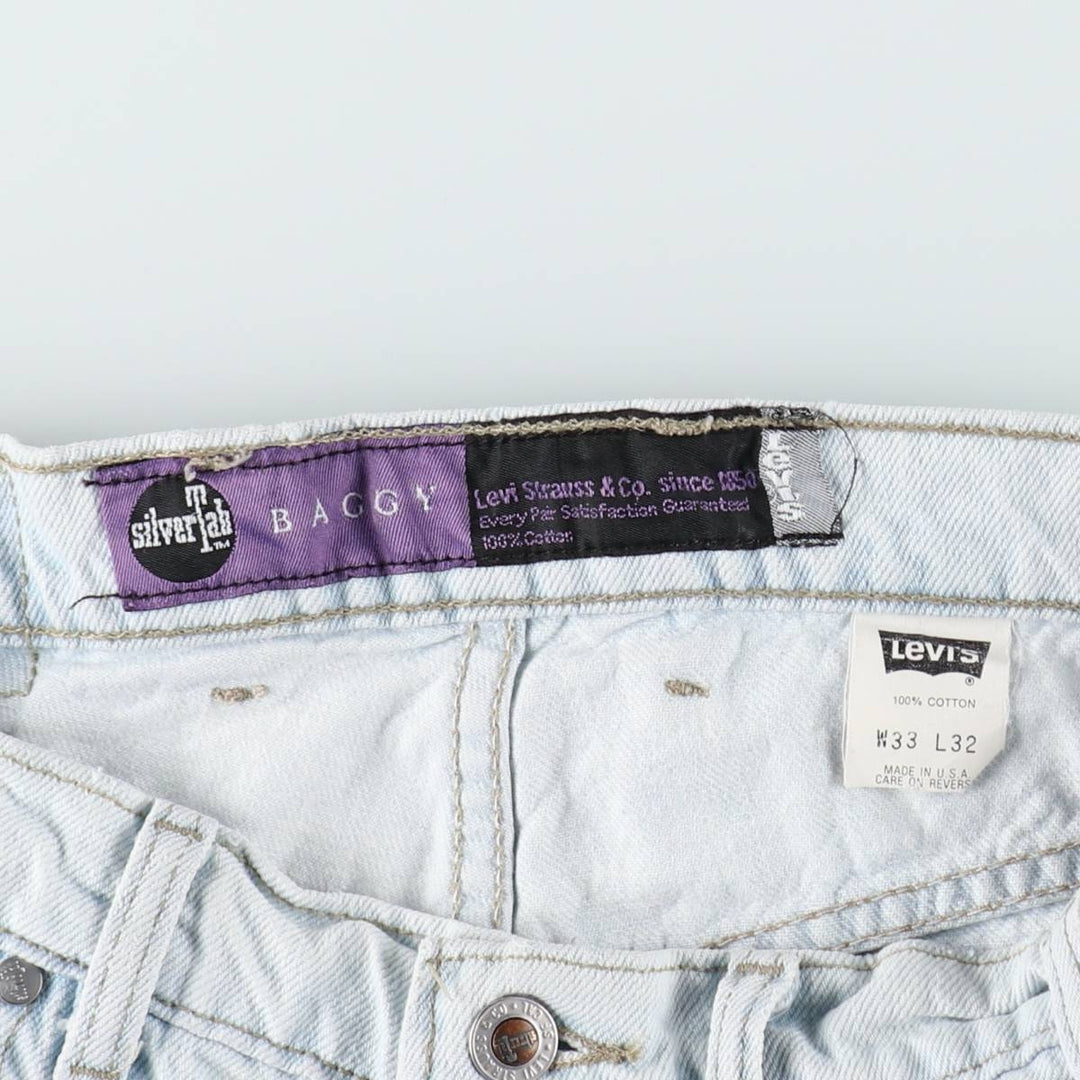 90'S Levi's Silver Tab Baggy Tapered Denim Pants, Made in USA, Men's Size W32, Vintage cotton Blue type light blue Vintage Second Hand