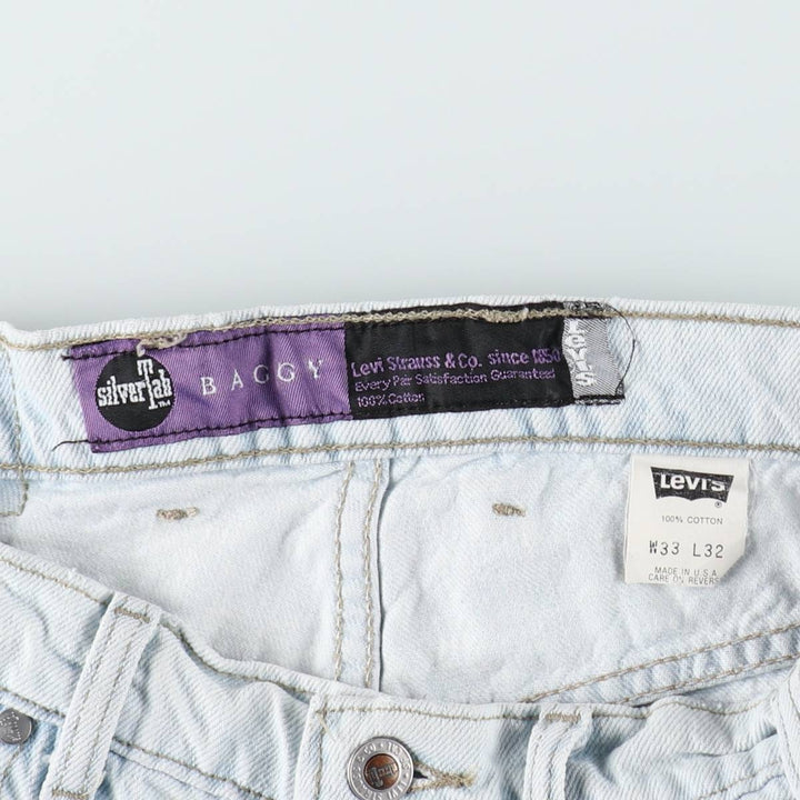 90'S Levi's Silver Tab Baggy Tapered Denim Pants, Made in USA, Men's Size W32, Vintage cotton Blue type light blue Vintage Second Hand