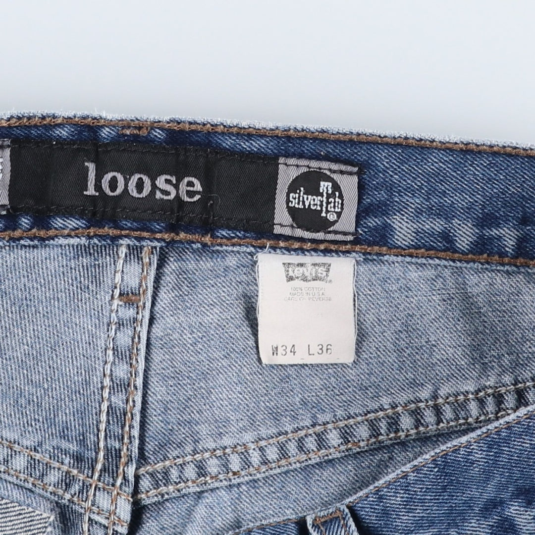 1990'S Levi's Silver Tab Loose Tapered Denim Pants, Made in USA, Men's Size W34 (approx.), Vintage cotton blue type Vintage Second Hand