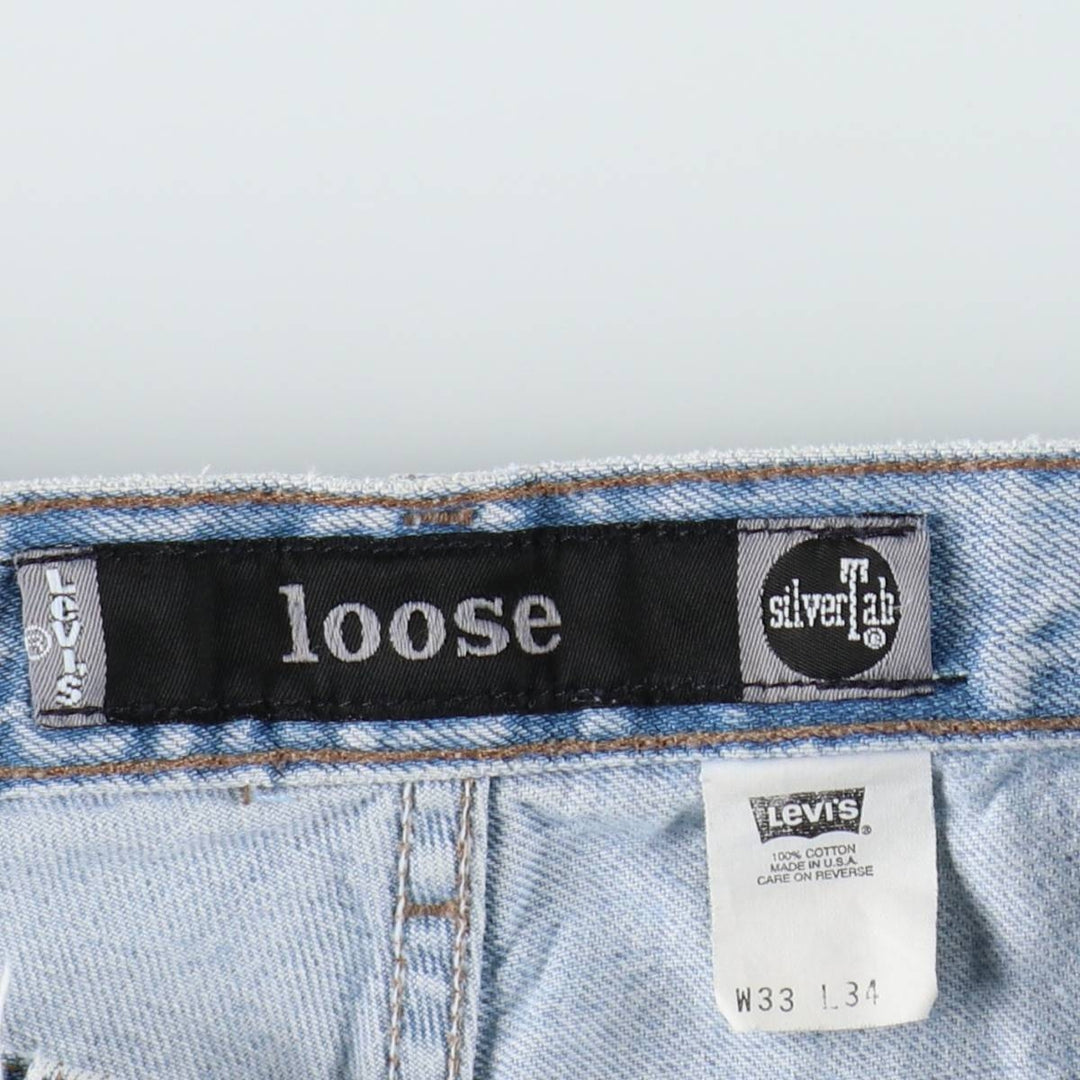 90'S Levi's Silver Tab Loose Tapered Denim Pants, Made in USA, Men's, Size W33, Vintage cotton blue type Vintage Second Hand