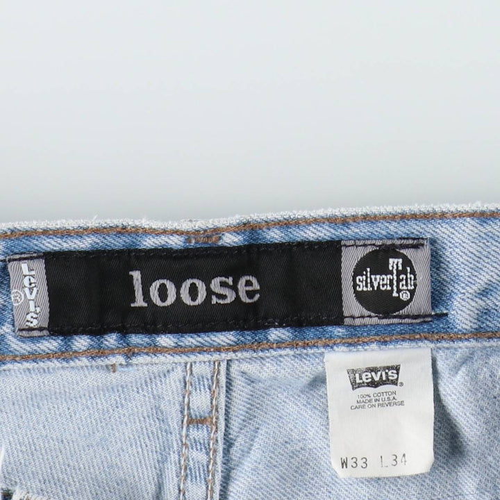 90'S Levi's Silver Tab Loose Tapered Denim Pants, Made in USA, Men's, Size W33, Vintage cotton blue type Vintage Second Hand