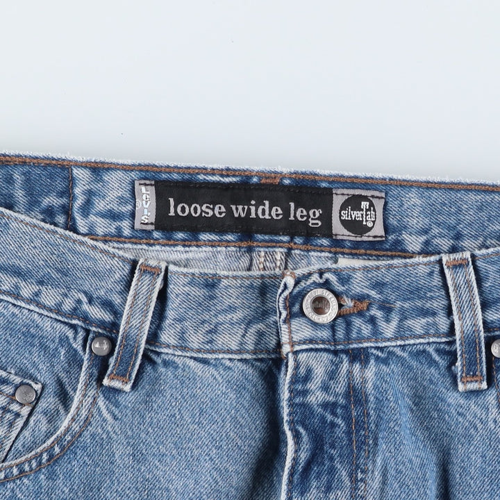 1990'S Levi's Silver Tab Loose Wide Leg Tapered Denim Pants, Made in USA, Men's Size W34 (approx.), Vintage cotton blue type Vintage Second Hand