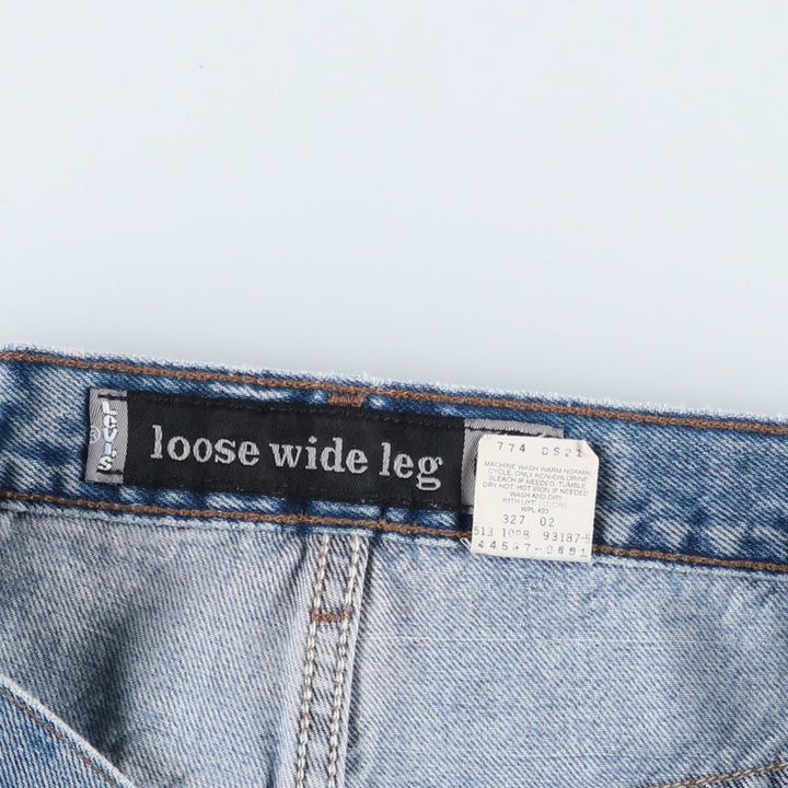 1990'S Levi's Silver Tab Loose Wide Leg Tapered Denim Pants, Made in USA, Men's Size W34 (approx.), Vintage cotton blue type Vintage Second Hand