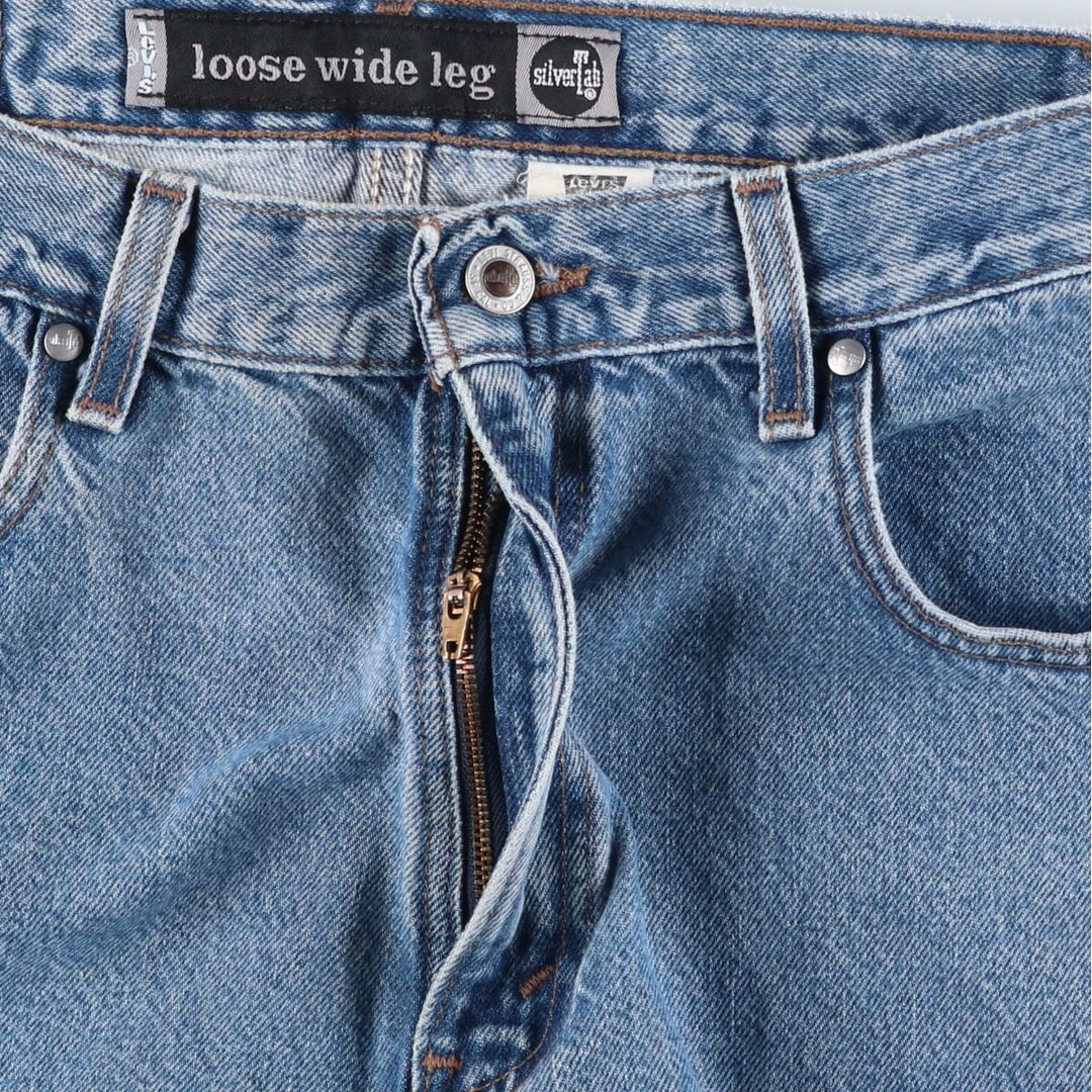 1990'S Levi's Silver Tab Loose Wide Leg Tapered Denim Pants, Made in USA, Men's Size W34 (approx.), Vintage cotton blue type Vintage Second Hand
