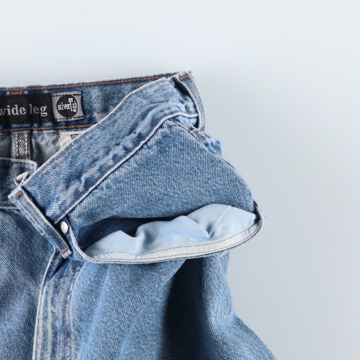1990'S Levi's Silver Tab Loose Wide Leg Tapered Denim Pants, Made in USA, Men's Size W34 (approx.), Vintage cotton blue type Vintage Second Hand