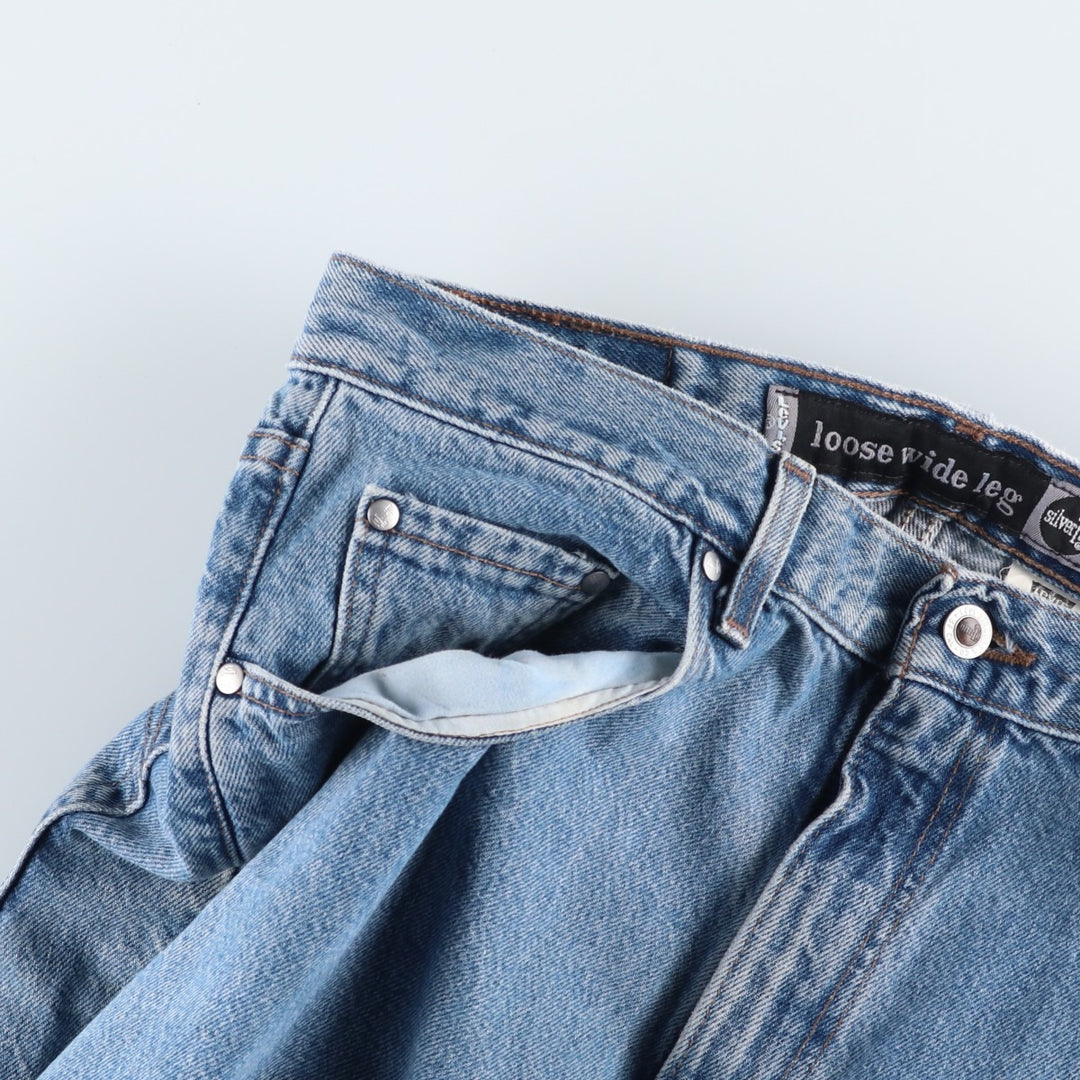 1990'S Levi's Silver Tab Loose Wide Leg Tapered Denim Pants, Made in USA, Men's Size W34 (approx.), Vintage cotton blue type Vintage Second Hand