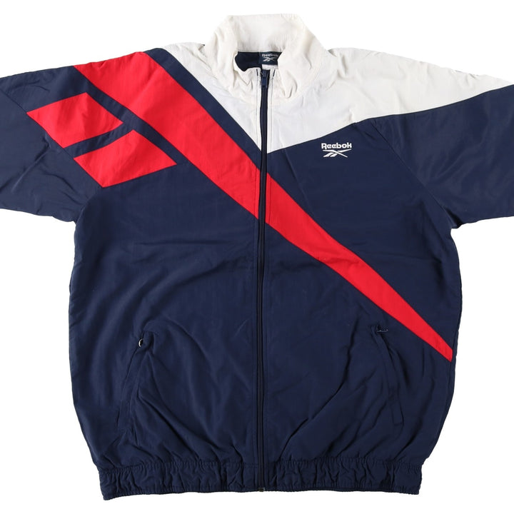 Reebok nylon jacket, men's size XL (approx.) Nylon navy blue type Vintage Second Hand
