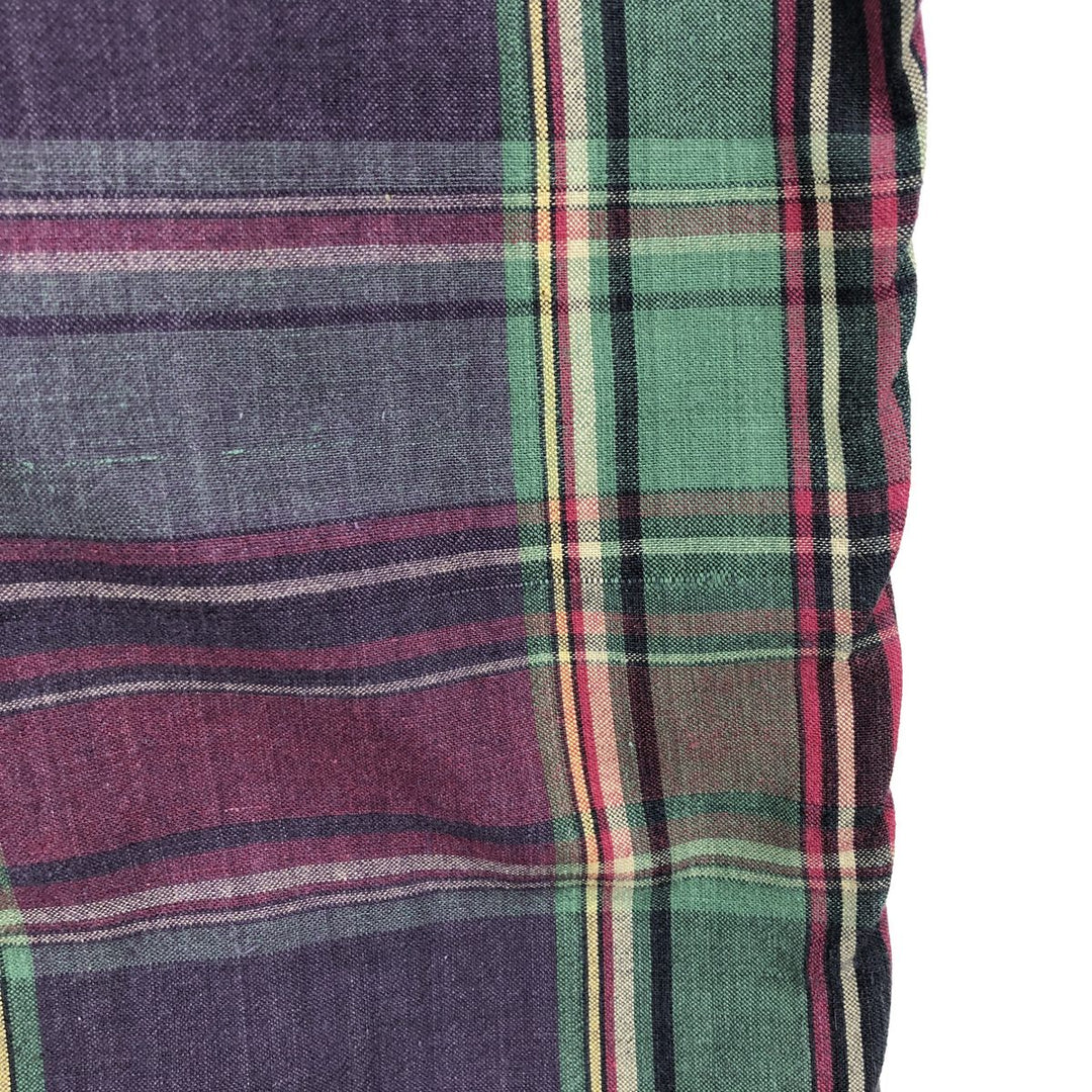 Ralph Lauren Madras Check Long Sleeve Button-Down Check Shirt, Men's XL cotton Red type red-purple Vintage Second Hand
