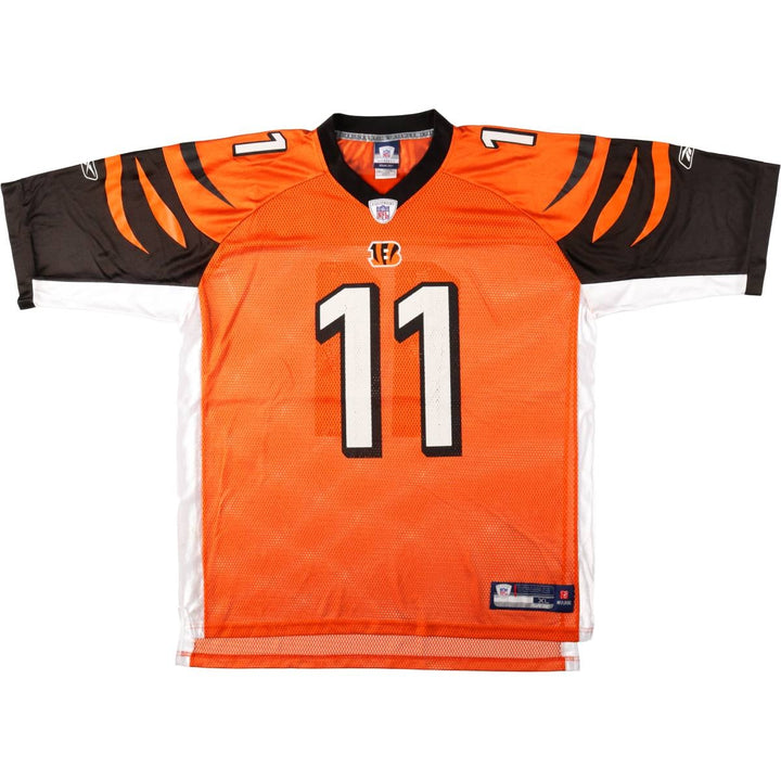 Reebok NFL Cincinnati Bengals Mesh V-Neck Football 3/4 Sleeve T-Shirt (Men's Size XL) Nylon orange type Vintage Second Hand