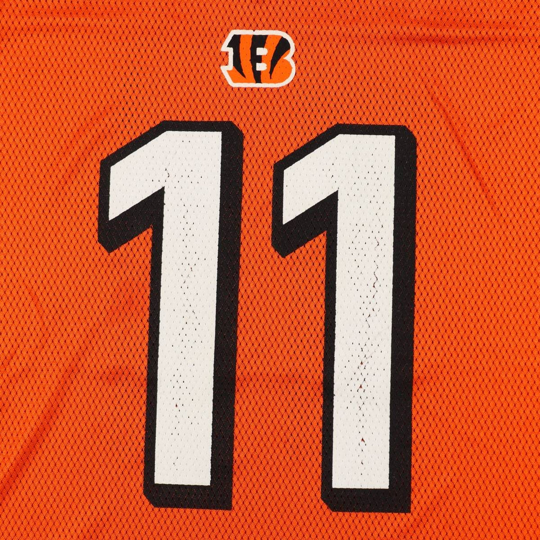 Reebok NFL Cincinnati Bengals Mesh V-Neck Football 3/4 Sleeve T-Shirt (Men's Size XL) Nylon orange type Vintage Second Hand