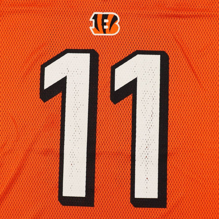 Reebok NFL Cincinnati Bengals Mesh V-Neck Football 3/4 Sleeve T-Shirt (Men's Size XL) Nylon orange type Vintage Second Hand