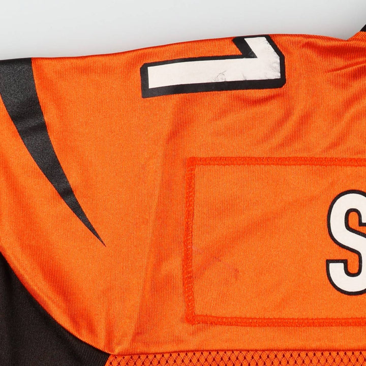 Reebok NFL Cincinnati Bengals Mesh V-Neck Football 3/4 Sleeve T-Shirt (Men's Size XL) Nylon orange type Vintage Second Hand