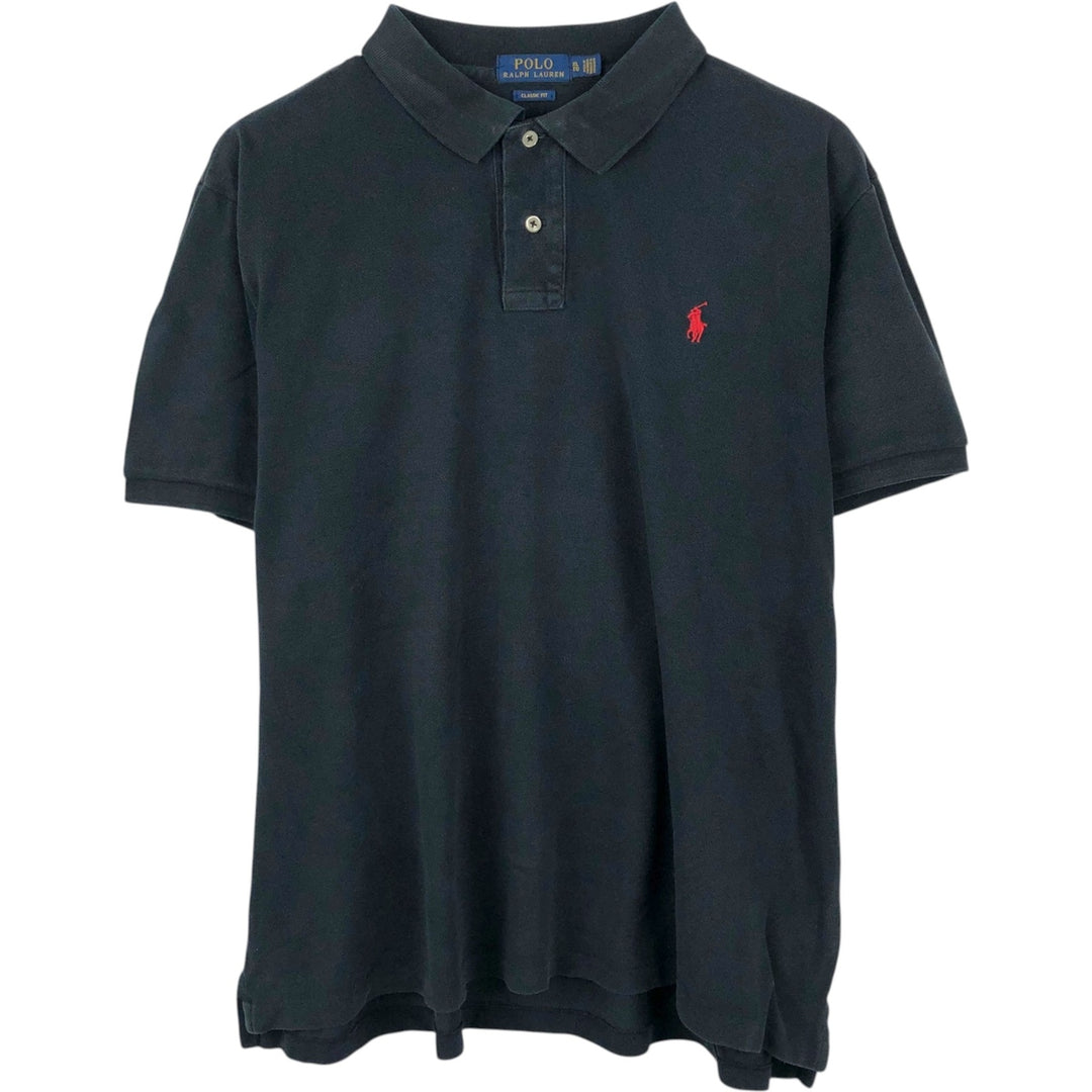 Ralph Lauren POLO RALPH LAUREN CLASSIC FIT short sleeve polo shirt men's XL equivalent cotton black type Vintage Second Hand