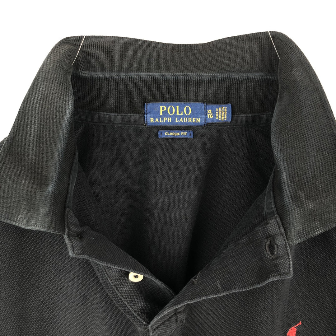 Ralph Lauren POLO RALPH LAUREN CLASSIC FIT short sleeve polo shirt men's XL equivalent cotton black type Vintage Second Hand
