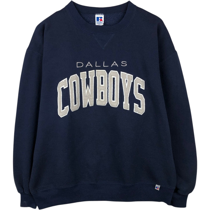 90'S Russell NFL Dallas Cowboys sweatshirt, made in USA, men's size XXL equivalent. cotton navy blue type Vintage Second Hand
